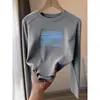 Camiseta de algodón puro blanco de manga larga con diseño de espiga para mujer, diseño de nicho de alta gama, top entallado, nueva colección otoño 2026