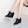 Zapatos casuales para mujer con tacón ultra alto de 12 cm, nuevo estilo de otoño, con plataforma gruesa, aumento de altura oculto, zapatos de salón de corte profundo