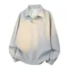 Moletom com Gola Reversível para Homens, Novo Estilo Primavera e Outono 2026, Corte Americano Solto, Top Casual Japonês, Camisa Polo Lisa, Camiseta de Manga Longa
