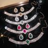 Collar de Lujo Europeo y Americano de Múltiples Capas con Pedrería Geométrica, Aretes, Collar de Cristal Colorido Grande con Gota de Agua, Collar de Moda Exagerado