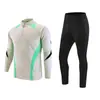 Conjunto de Traje de Entrenamiento de Fútbol de Manga Larga con Media Cremallera para Otoño e Invierno, Top de Fitness Personalizado, Pantalones, Uniformes de Fútbol para Equipo, Uniformes de Partido, Tallas Grandes