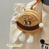 Pingente de bolsa de biscoito de hambúrguer, bolsa com expressão engraçada, pingente de cartão de desenho animado, mini bolsa de moedas de armazenamento, pingente de presente