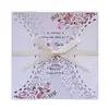 Tarjeta de felicitación de vacaciones hueca estilo europeo transfronterizo, invitación con lazo pequeño, invitación de boda personalizada, fábrica, stock listo