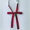 Pajarita pequeña Jk de color liso sin corbata, estilo universitario, color vino tinto, con asa larga, para camisa, accesorios, cinta para ropa de marinero