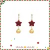 25 Nuevos Pendientes de Navidad con Borlas de Estrella de Cinco Puntas para Otoño e Invierno, Pendientes Lindos y Dulces, Elegantes Versátiles, Pendientes No Perforados