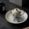 Tetera Cultural y Creativa de Alta Gama Pintada a Mano Azul y Blanco Pedernal Retro Té Olla Individual Caja de Regalo Juego de Té Cerámico Kung Fu Mezclado con Regalos de Mano