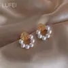 Brincos de Prata 925 Esterlina Esmaltados com Pérola e Flor de Zircônia para Mulheres, Novo Modelo Popular, Brincos Clássicos de Luxo de Alta Qualidade