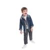 Chaqueta de mezclilla para niños coreanos otoño e invierno moda ventilador cremallera manga larga con capucha mezclilla dos piezas falsas chaqueta de mezclilla