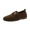 Sapatos femininos estilo Birkenstock, sem cadarço, com fivela retrô, coleção outono 2026, sapatos baixos versáteis com salto oculto
