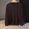 Oferta Especial Otoño Invierno Nuevo Estilo Minimalista Suéter de Cachemira para Hombre Cuello Redondo Pulóver Holgado Cálido de Negocios Tejido de Lana