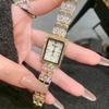 Reloj de Moda Cuadrado Clásico Dinimi Vintage Incrustado de Diamantes Pulsera Romántica Simple de Lujo Ligero Exquisito Reloj de Cuarzo para Mujer
