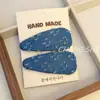Novo prendedor de cabelo de tecido azul feito à mão estilo coreano, presilha para franja, presilha de franja, borda desfiada de jeans, acessório de cabelo BB clip desgastado