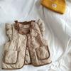 Jaqueta Colete de Inverno para Meninas Bebê Estilosa Infantil Personalizada Marca da Moda Estilo Coreano Algodão Engrossado Combinação de Cores Renda Cordão