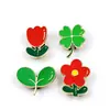 Linda Insignia Metálica de Flor Roja Pequeña para Ropa de Niñas, Accesorio para Mochila, Adorno de Forma Vegetal de Nicho, Broche