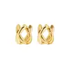Pendientes Estilo Ins de Dongdaemun Corea del Sur Pendientes de Círculo Estilo Simple Pendientes Cruzados Estéreo Bicolor Oro y Plata Elegantes