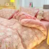 Roupa de Cama de Lã de Algodão Forrada Quatro Peças de Inverno Leite Veludo Puro Algodão Capa de Colcha Flanela Veludo Coral Infantil Capa de Colcha Individual