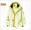 Chaqueta tres en uno para hombres y mujeres, impermeable para exteriores de otoño e invierno, ropa de trabajo con capucha, parches en las mangas, estampado de logotipo, chaqueta de montañismo
