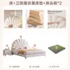 Cama de Luxo Leve Moderna Simples Quarto Principal Estilo Creme Cama de Tecido Tecnológico Cama de Celebridade da Internet Pétala Cama de Menina Princesa
