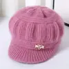 Sombrero de Otoño e Invierno para Mujer Estilo Nuevo Cálido Cuadros Tejido a Mano Puro Bufanda Engrosada Sombrero para Tormenta de Nieve Ardilla Tejido Integrado