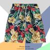 Calças de praia de marca na moda Verão Casual Vintage Impresso Shorts Soltos em Água Solúvel Praia Gelo Seda Shorts de secagem rápida