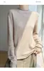 Outono/Inverno 2026 Nova Peça de Roupa de Alto Padrão em Seda e Caxemira Malha Gola Alta Meia Mangas Longas Camiseta Base