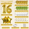 Fiesta de Cumpleaños número 18 Transfronteriza Globos Dorados con Números Globos de Papel de Aluminio con Estrellas Banderín Decoraciones para Fiesta de Cumpleaños Venta al por Mayor