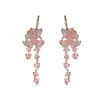 Nuevos Pendientes de Borla con Lazo y Cristal Rosa, Pendientes Elegantes y de Hada, Joyería de Oreja de Moda para Mujer