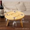Mesa plegable de madera Mini bandeja de picnic de madera para exteriores Mesa portátil de madera maciza para snacks y ocio Estante de vino de madera maciza