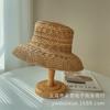 Chapéu de Palha Vazado Tecido à Mão Estilo Retro Hepburn Francês Primavera e Verão Lafayette para Viagem Férias Proteção Solar Chapéu de Praia para Mulheres