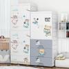 Guarda-roupa Infantil de Plástico Tipo Pendurar Roupas com Porta Dupla de Desenho Animado Armário de Armazenamento de Dupla Função para Bebê Armário de Armazenamento Multicamadas de Tamanho Completo