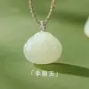 Xinjiang Hotan Jade Afegão Buda da Paz Pingente Colar Cor de Açúcar Raiz de Lótus Rosa Jade Pingente Versátil