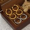 Marca Europeo y Americano ins Pendientes Populares Twist Acero Titanio Chapado Oro 18K Pendientes en Forma de C Joyería Femenina F013