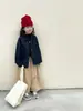 Camisa Jeans com Forro de Lã Doce e Solta Estilo Coreano para Meninos e Meninas, Jaqueta Casual Simples Infantil
