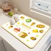 Esterilla absorbente de drenaje para mesa de cocina de barro de diatomeas, tapete para secar platos y cuencos, posavasos con control de agua, mantel individual anti-escaldaduras con aislamiento térmico sin lavado