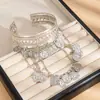 Colección de Pulseras de Brazo, Pulseras Abiertas Metálicas con Flor y Borla Transfronterizas Europeas y Americanas para Mujer, Moda Personalizada, Accesorios de Estilo Marino Sencillo