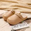 Pantuflas de algodón estilo Birkenstock para mujer de otoño e invierno, forradas de felpa para mayor calidez, diseño fácil de poner, aptas para usar en exteriores, con tacón