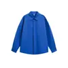 ACE Outono Nova Camisa de Marca Simples Tendência Estilo Americano Camisa Azul Liso Manga Longa Masculina Gola Reversível Top HS2751