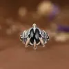 Anillo de Plata Chiba Tai Vintage Desgastado Moderno Moda Garra de Águila Zirconia Dedo Índice Nicho Anillo Abierto Unisex Versátil