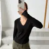 Camiseta de Manga Larga con Cuello en V Estilo Otoño 2026 para Mujer, Top Versátil Adelgazante como Capa Base, Nuevo Top Casual con Temperamento