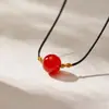 Estilo Xiaohongshu Feijão Vermelho Ágata Vermelha Natural Pulseira Contas Cordão de Casal Colar Corda de Mão Pingente