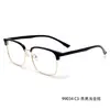 99034 Gafas con Montura Estilo Ceja, Gafas de Media Montura para Hombre, Montura Retro Negras Anchas de Cara Extra Grande, Gafas para Cara Grande
