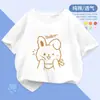 2061 # Camiseta de Manga Corta para Niña Estilo Verano 2025 Nueva Moda Camiseta de Algodón Puro con Dibujos Animados Top de Verano para Niños