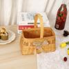 Cesta tejida de virutas de madera, Cesta de mano para flores, Accesorios de fotografía de estudio, Cesta de frutas con lazo, Cesta de almacenamiento de flores de madera natural