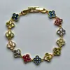 Pulseira de Trevo de Quatro Folhas de Zircônia Popular de Alta Qualidade Transfronteiriça Simples e Versátil Joia Clássica da Moda Joias para Mãos Fabricante Atacado