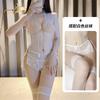 Lingerie sexy sexy profundo V areia macia renda perspectiva alça cruzada paixão virilha aberta macacão mulher entrega de uma peça