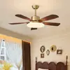 Lámpara de Ventilador Retro Vintage, Lámpara de Ventilador de Techo, Candelabro, Lámpara Inteligente de Frecuencia Variable para Comedor, Madera Maciza, Lámpara para Sala de Estar, Ventilador Eléctrico de Gran Potencia
