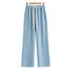 Pantalones deportivos de pernera ancha drapeados con cordón para mujer, otoño e invierno, cintura alta, acordonados, holgados, rectos, casuales, pantalones de chándal adelgazantes