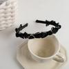 Diadema con lazo estilo francés retro en blanco y negro, pequeña y fragante diadema coreana de alta calidad, accesorios para el cabello con temperamento, venta al por mayor