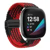 Adecuado para correa Fitbit Versa 4, Sense bucle tejido de nailon con cierre magnético de metal Versa 2