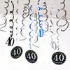 Festa de Aniversário Decorações Espirais Penduradas de PVC com 12 Peças para 30º, 40º, 50º, 60º Aniversário Decoração de Ambiente Pingentes Internos